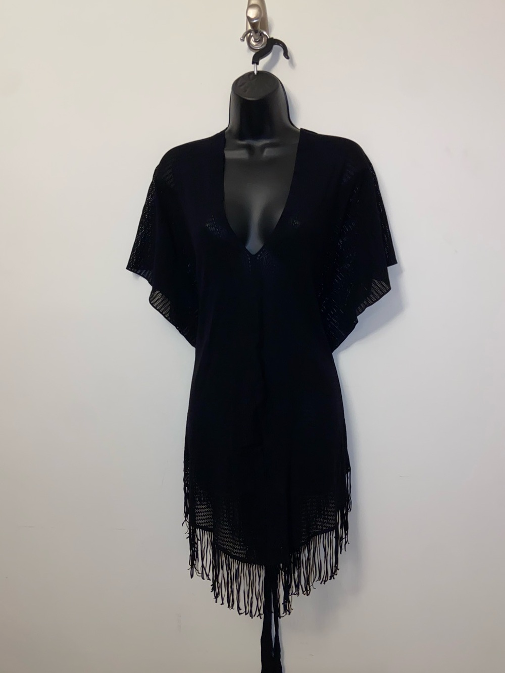 Beach Bunny Black Crochet Fringe Cover Up